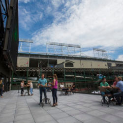 American Airlines Conference Center Terrace Reception Space looking at Wrigley Field  over looking Gallagher Way Park